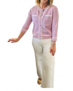 Metric Knits Courtney Three Quarter Sleeve Cardigan - Pink