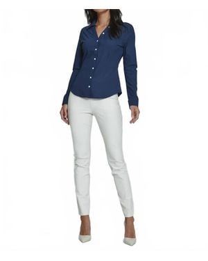 7 Diamonds Luxe Wrinkle Free Blouse - Blue