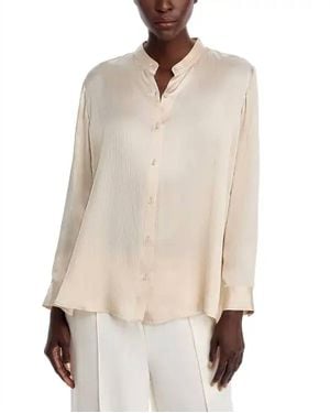 Eileen Fisher Silk Mandarin Collar Shirt - Natural