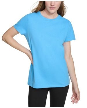 Calvin Klein T-Shirt Azure Cotton Short Sleeve Crew Neck Fts682 - Blue
