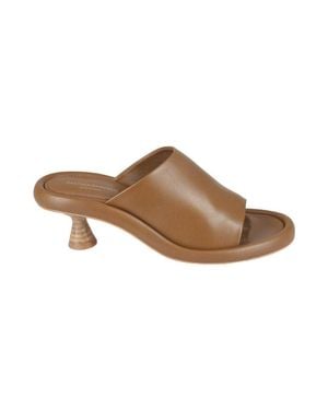 Paloma Barceló Cognac Leather Open-Toe Mules - Brown