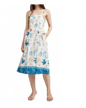 Self Contrast Brynn Pleated Strappy Dress - Blue
