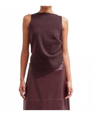 GRADE & GATHER Asymmetrical Sleeveless Knit Top - Purple