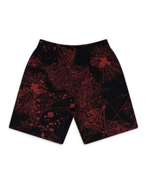Sp5der Aop Web V2 Sweatshorts - Red