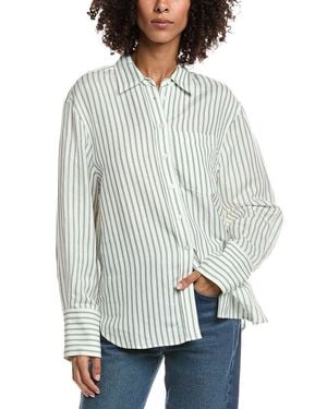 Lyra & Co Linen-Blend Shirt - Gray