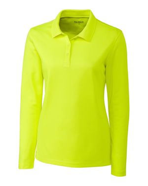 Clique Spin Eco Performance Pique Long Sleeve Polo - Green