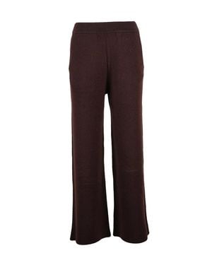 Kaos Wool Knit Pants With Elastic Waistband And Flared Leg - Brown