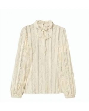 Twinset Righeh Lace Ribbon Tie Blouse - Natural