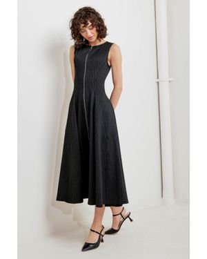 TRUEDAMES Urban Frame Woven Midi Dress - Black