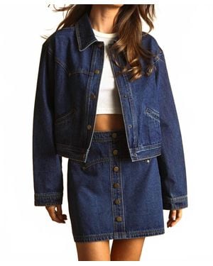 Miou Muse City Limits Boxy Denim Jacket - Blue