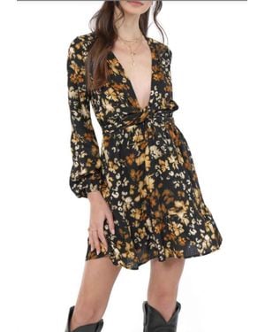Sadie & Sage With Ease Deep V Mini Dress - Black