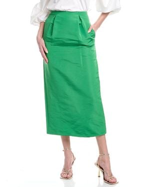 Carolina Herrera Silk Midi Pencil Skirt - Green