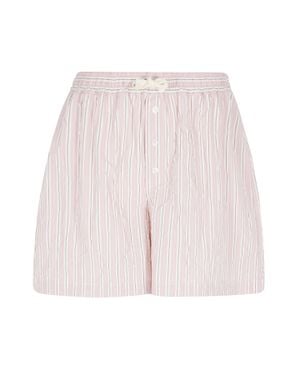 Roberto Collina Wrinkled Striped Elastic-Waist Viscose Shorts - Pink