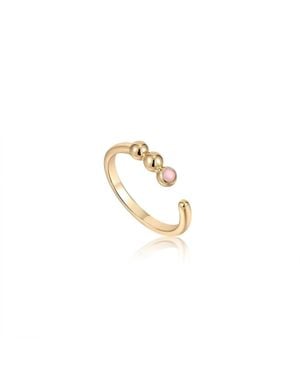 Ania Haie Orb Rose Quartz Adjustable Ring - Metallic