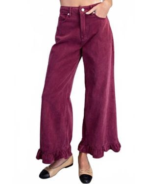 Eesome Ruffle Hem Pants - Red