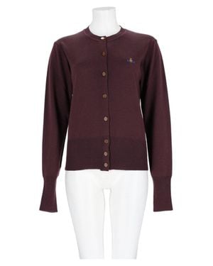 Vivienne Westwood Classic Embroidered Wool Cardigan - Purple