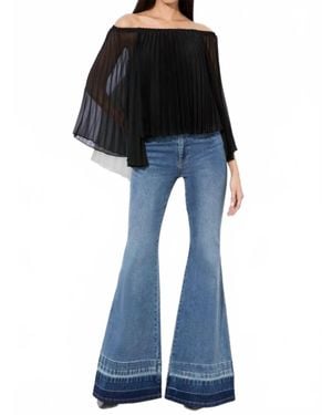 Alice + Olivia Aundrea Off The Shoulder Pleated Blouse - Blue