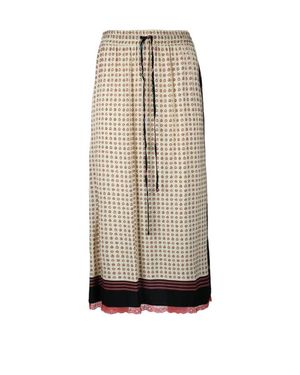 Semicouture Patterned Viscose Midi Skirt - White