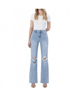 LOVERVET Plus Tummy Control Vintage Super High Flare Jeans - Blue
