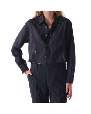 CISSA Shorty Cotton Silk Sheer Stripe Shirt - Blue