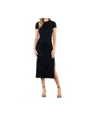 Thml Noir Suede Slit Midi Skirt - Black