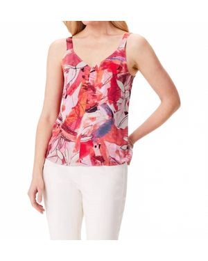 NIC+ZOE Scribble Bouquet Crepe Cami Top - Red
