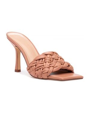 Marc Fisher Ltd Draya Sandals Macaroon Leather Square Toe Jobb1089 - Pink