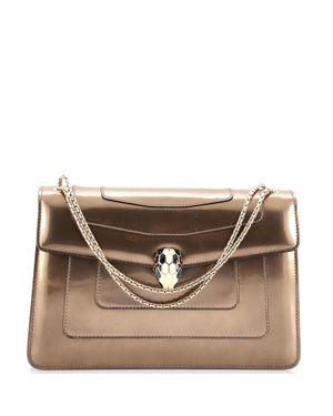 BVLGARI Serpenti Forever Shoulder Bag Metallic Leather Medium - Brown
