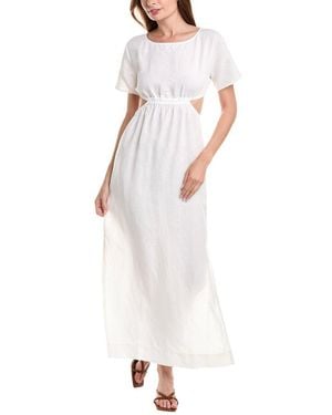 Onia Air Linen-blend Boatneck Cutout Maxi Dress - White