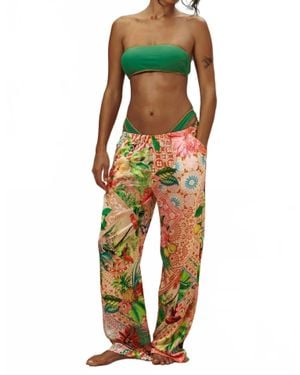 Luli Fama Opulent Eden Elastic Waistband Pants - Green