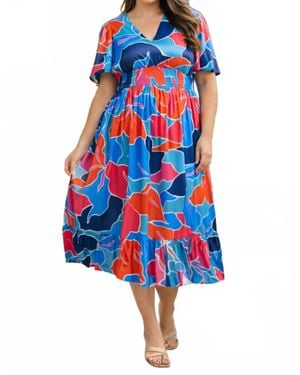 Doe And Rae Coral Bay Garden Midi Dress - Blue