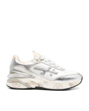 Premiata Moerund Nylon Metallic Leather Sneakers - White