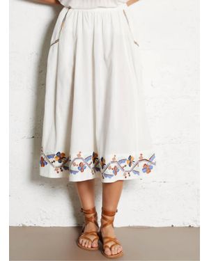 M.A.B.E Arielle Embellished Skirt - White