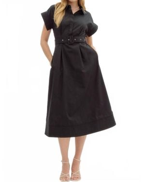 Entrousa Short Sleeve Dress With Belt - Black