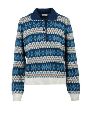 Liu Jo Patterned Knit Polo - Blue