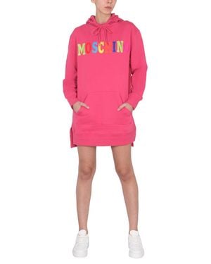 Moschino Logo Hood Mini Dress - Pink