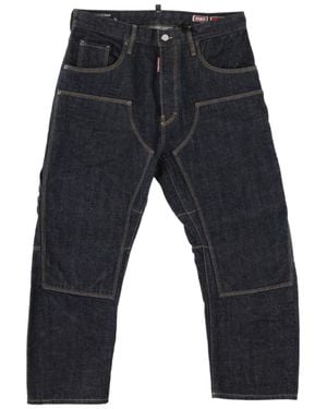DSquared² Kawaii Relaxed Fit Cropped Patch Pocket Cotton Jeans - Blue