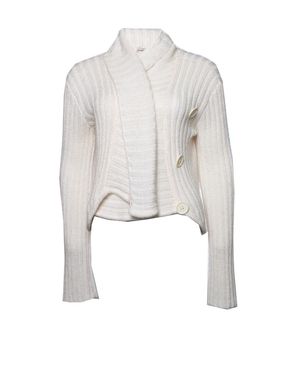 Emporio Armani Cream Knitted Cardigan - White