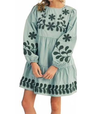 Jodifil Botanical Mini Dress - Green