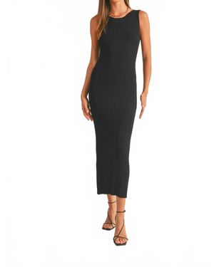 Deon Ribbed Knit Midi Ava Dress - Black