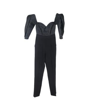 Self-Portrait Off-Shoulder Sweetheart Neckline Jumpsuit - Black
