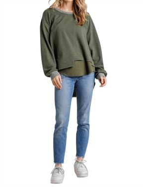 Umgee Layered Frayed Hem Top - Green