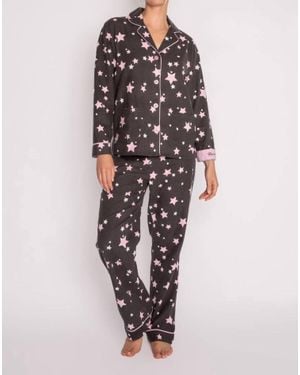 Pj Salvage Printed Flannel Pajamas Set - Pink