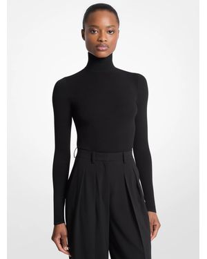 Michael Kors Stretch Viscose Turtleneck Bodysuit - Black