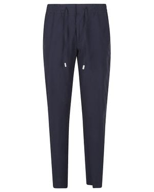 PT Torino Erika Cropped Tapered Cotton Drawstring Pants - Blue