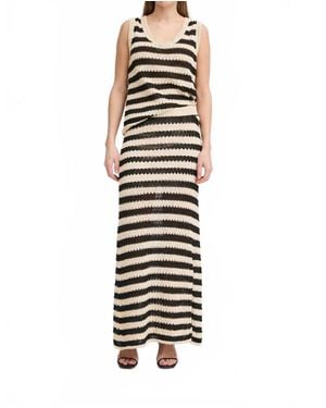 Ichi Birdis Stripe Knit Maxi Skirt - White