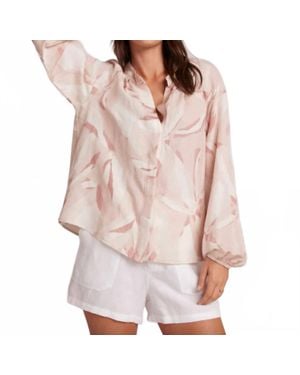 Bella Dahl Long Sleeve Shirred Raglan Shirt - Multicolor