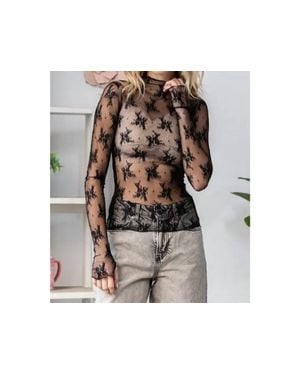 Veveret Sheer Elegance Lace Top - Black