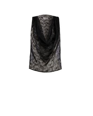 Saiid Kobeisy Draped Lace Top - Black