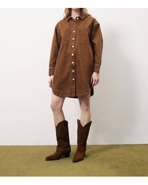 FRNCH Domitille Buttoned Shirt Mini Dress - Brown